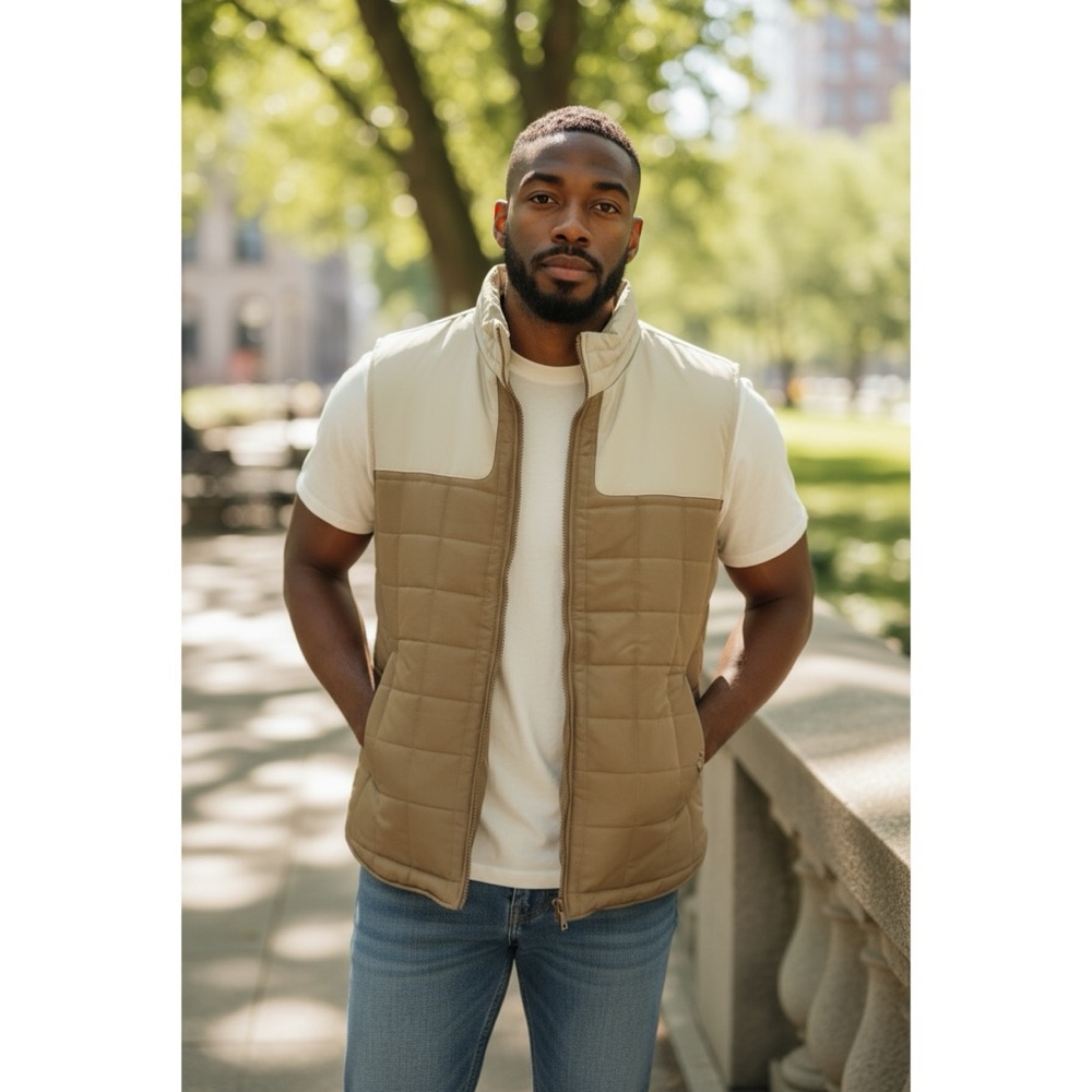 NOMAD Tan/Cream Colorblock Padded Vest XL